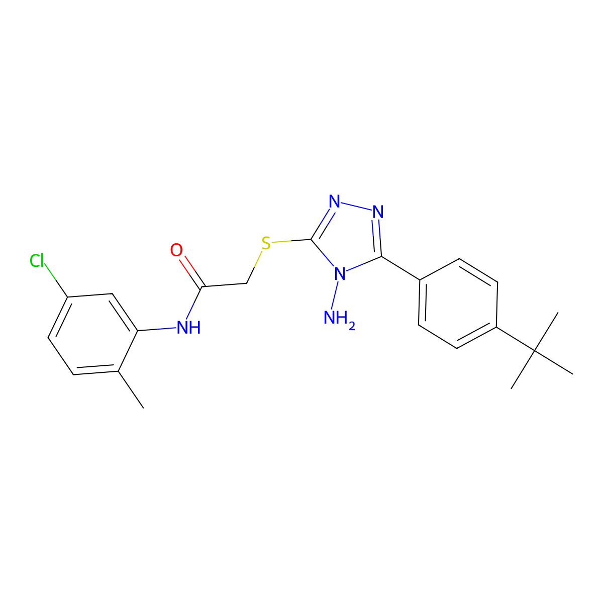 2-{4-amino-5-[4-(tert-butyl)phenyl](1,2,4-triazol-3-ylthio)}-N-(5-chloro-2-met hylphenyl)acetamide molecular structure, CAS 578000-48-3