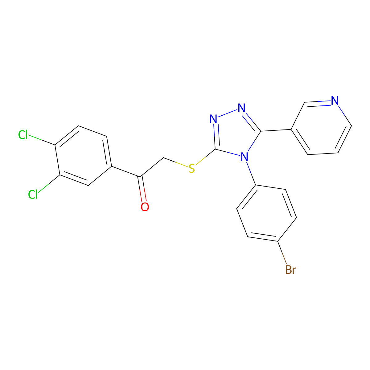 2-{[4-(4-Bromophenyl)-5-(3-pyridinyl)-4H-1,2,4-triazol-3-YL]sulfanyl}-1-(3,4-dichlorophenyl)ethanone molecular structure, CAS 578000-53-0