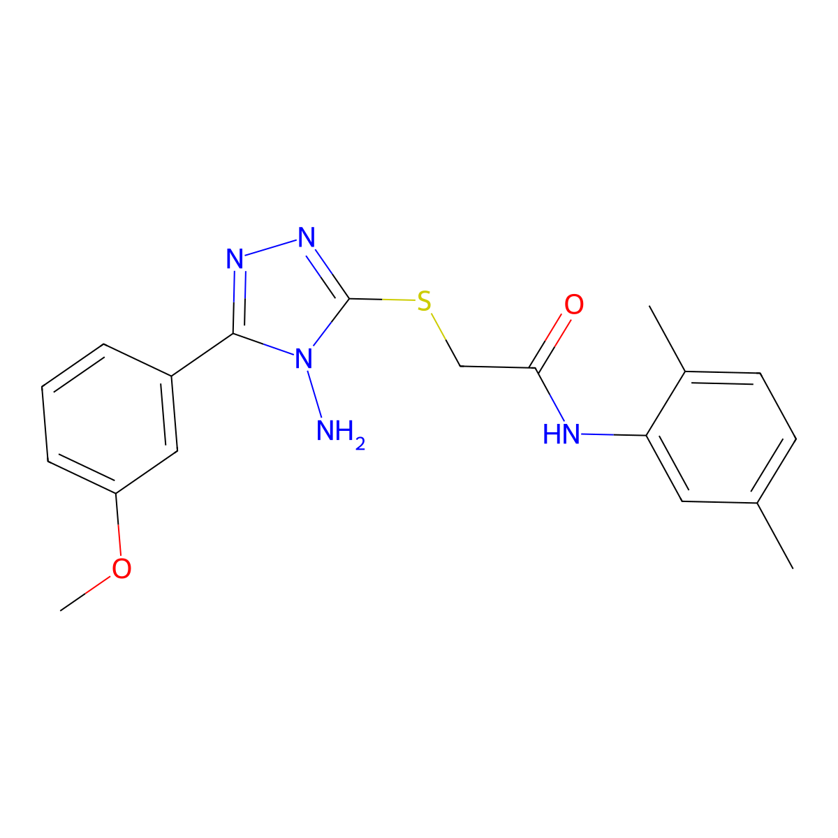 2-[4-amino-5-(3-methoxyphenyl)(1,2,4-triazol-3-ylthio)]-N-(2,5-dimethylphenyl) acetamide molecular structure, CAS 578000-57-4