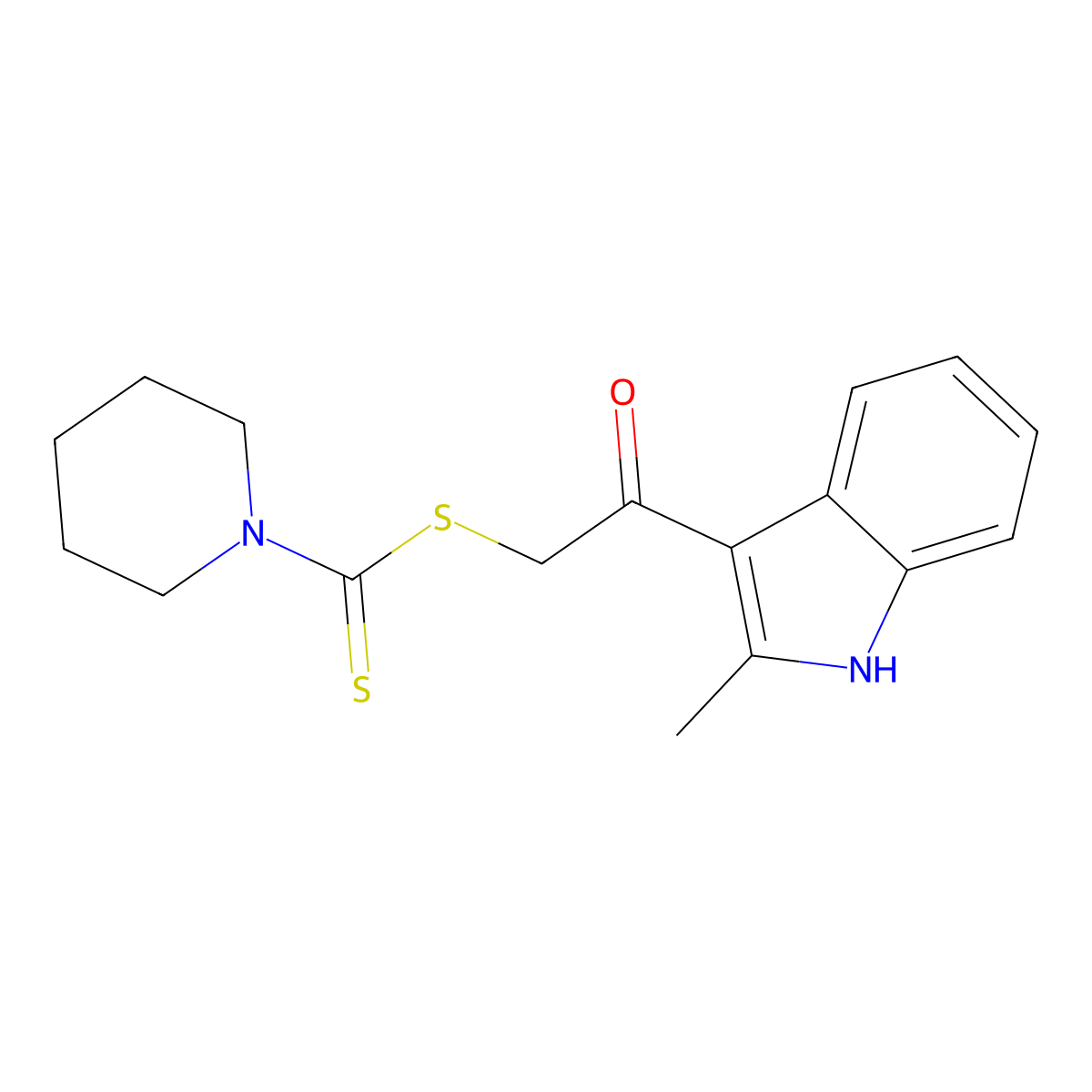 2-(2-methyl-1H-indol-3-yl)-2-oxoethyl piperidine-1-carbodithioate molecular structure, CAS 578000-62-1