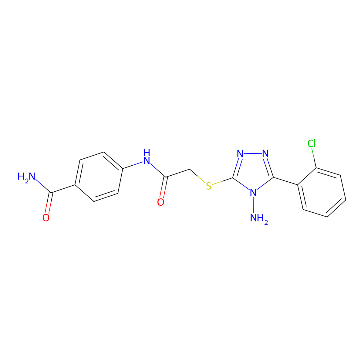 4-{2-[4-Amino-5-(2-chlorophenyl)-1,2,4-triazol-3-ylthio]acetylamino}benzamide molecular structure, CAS 578000-67-6