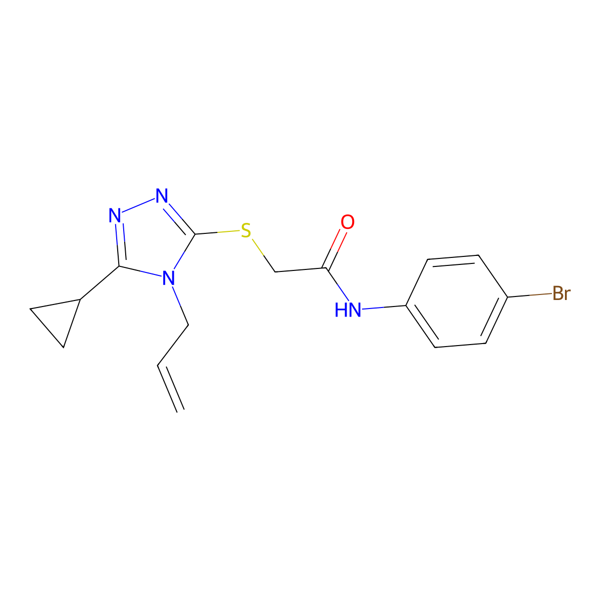 N-(4-bromophenyl)-2-{[5-cyclopropyl-4-(prop-2-en-1-yl)-4H-1,2,4-triazol-3-yl]sulfanyl}acetamide molecular structure, CAS 578000-83-6
