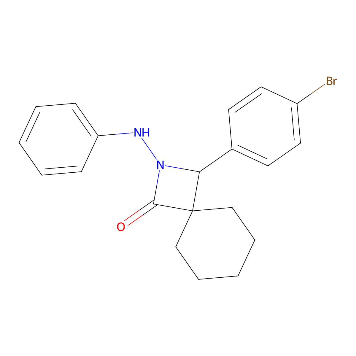 2-Anilino-1-(4-bromophenyl)-2-azaspiro[3.5]nonan-3-one molecular structure, CAS 578000-87-0