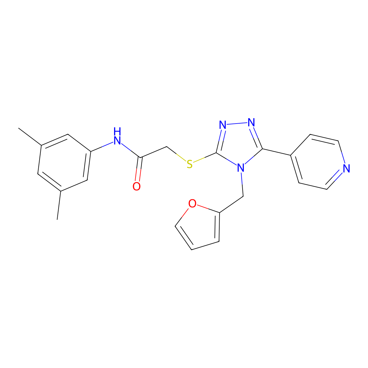N-(3,5-dimethylphenyl)-2-{[4-(furan-2-ylmethyl)-5-(pyridin-4-yl)-4H-1,2,4-triazol-3-yl]sulfanyl}acetamide molecular structure, CAS 578001-01-1