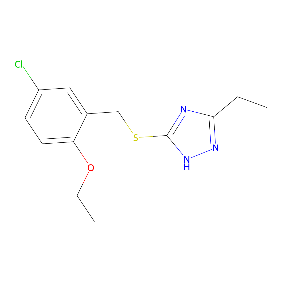 3-[(5-chloro-2-ethoxyphenyl)methylsulfanyl]-5-ethyl-1H-1,2,4-triazole molecular structure, CAS 578001-04-4
