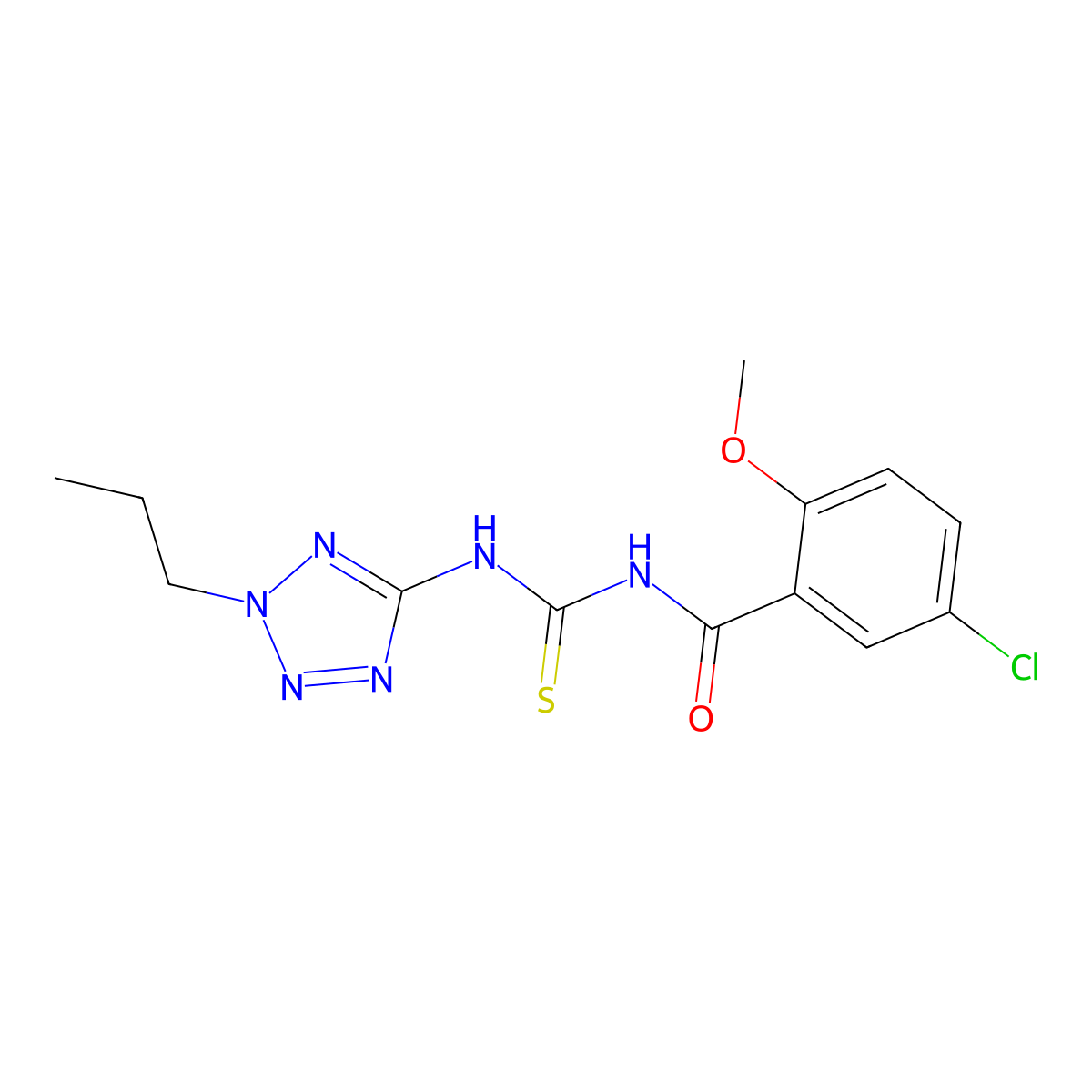 5-chloro-2-methoxy-N-[(2-propyltetrazol-5-yl)carbamothioyl]benzamide molecular structure, CAS 578001-33-9