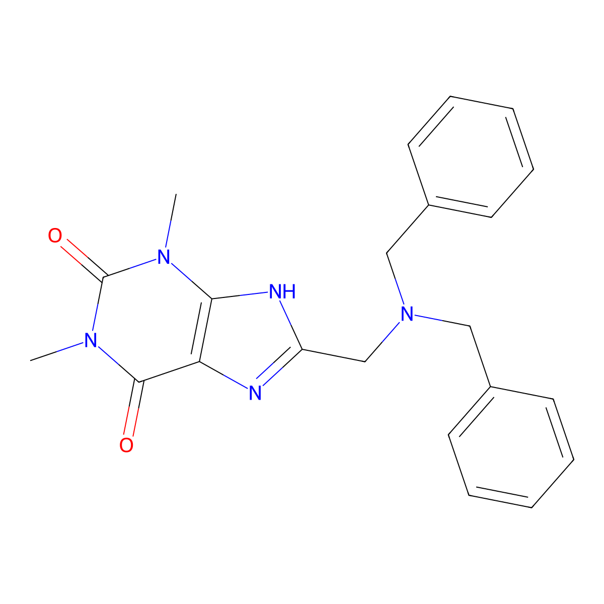 8-[(dibenzylamino)methyl]-1,3-dimethyl-7H-purine-2,6-dione molecular structure, CAS 578001-39-5