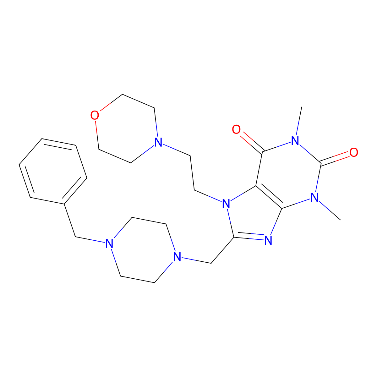 8-[(4-Benzylpiperazin-1-yl)methyl]-1,3-dimethyl-7-(2-morpholin-4-ylethyl)purine-2,6-dione molecular structure, CAS 578001-45-3
