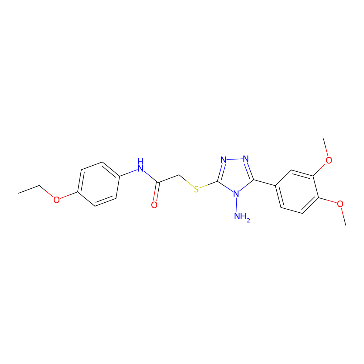 2-{[4-amino-5-(3,4-dimethoxyphenyl)-4H-1,2,4-triazol-3-yl]sulfanyl}-N-(4-ethoxyphenyl)acetamide molecular structure, CAS 578001-59-9
