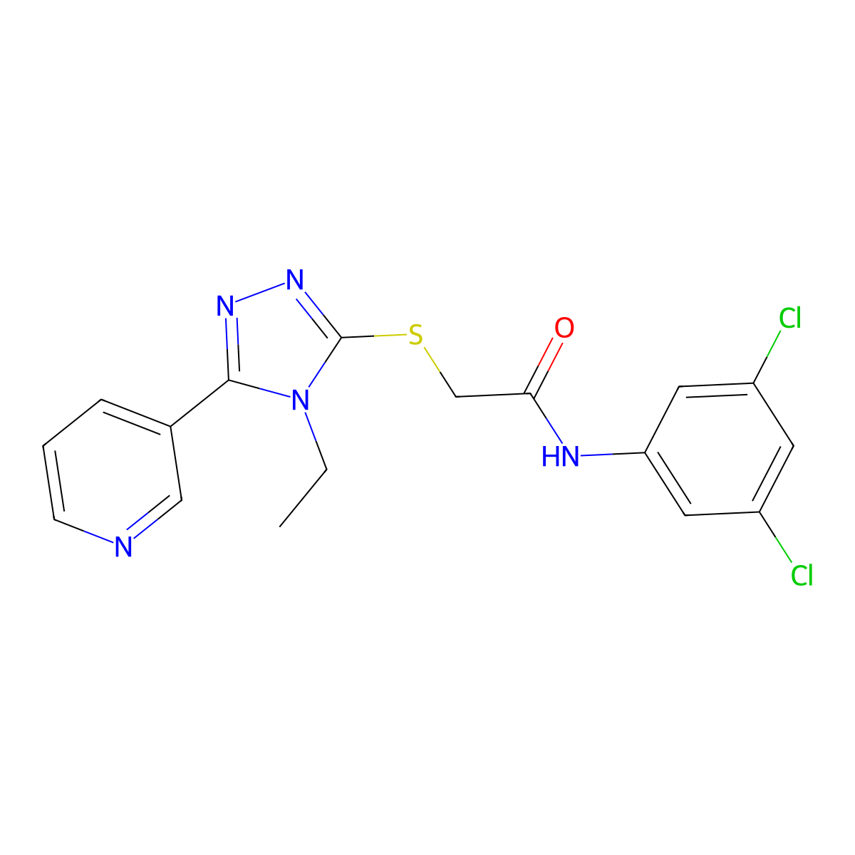 N-(3,5-Dichlorophenyl)-2-{[4-ethyl-5-(3-pyridinyl)-4H-1,2,4-triazol-3-YL]sulfanyl}acetamide molecular structure, CAS 578001-68-0