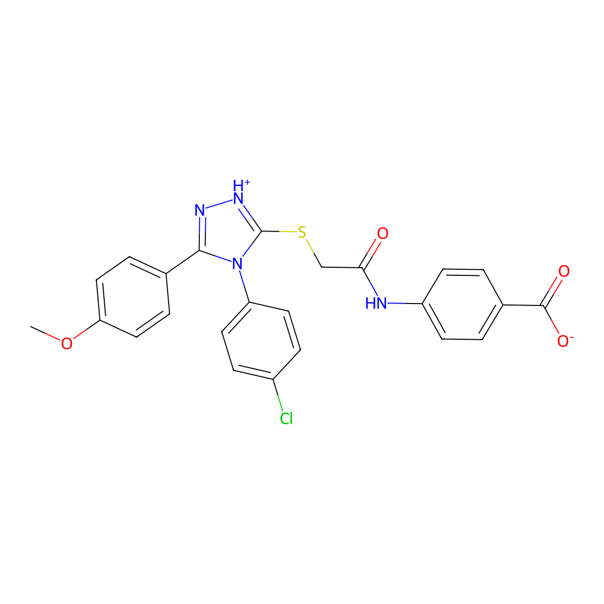 4-[({[4-(4-Chlorophenyl)-5-(4-methoxyphenyl)-4H-1,2,4-triazol-3-YL]sulfanyl}acetyl)amino]benzoic acid molecular structure, CAS 578001-81-7