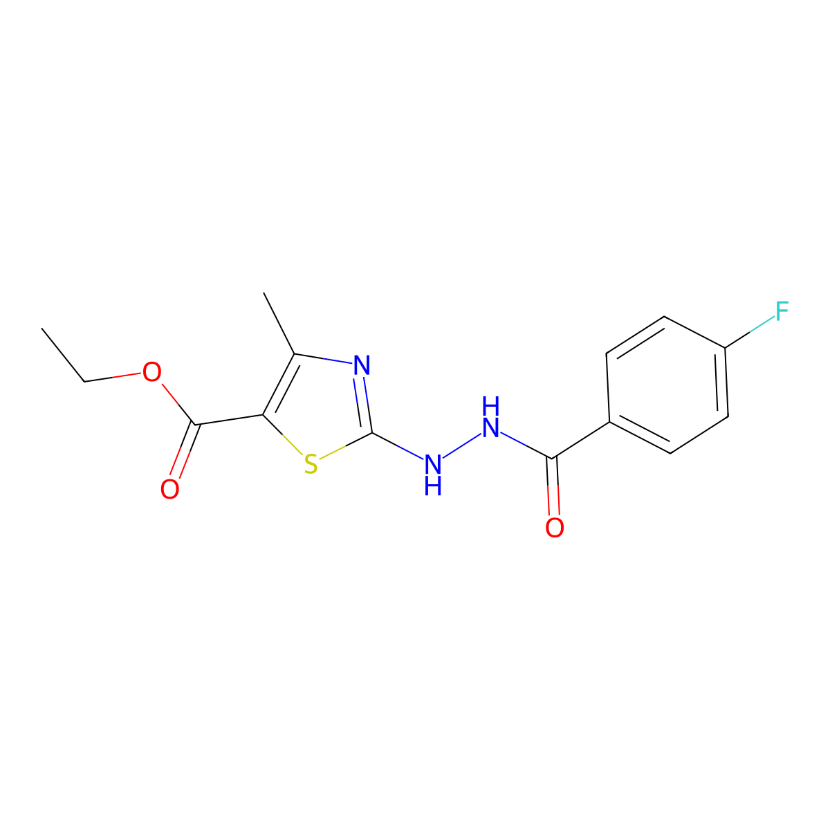 Ethyl 2-[2-(4-fluorobenzoyl)hydrazinyl]-4-methyl-1,3-thiazole-5-carboxylate molecular structure, CAS 578002-07-0