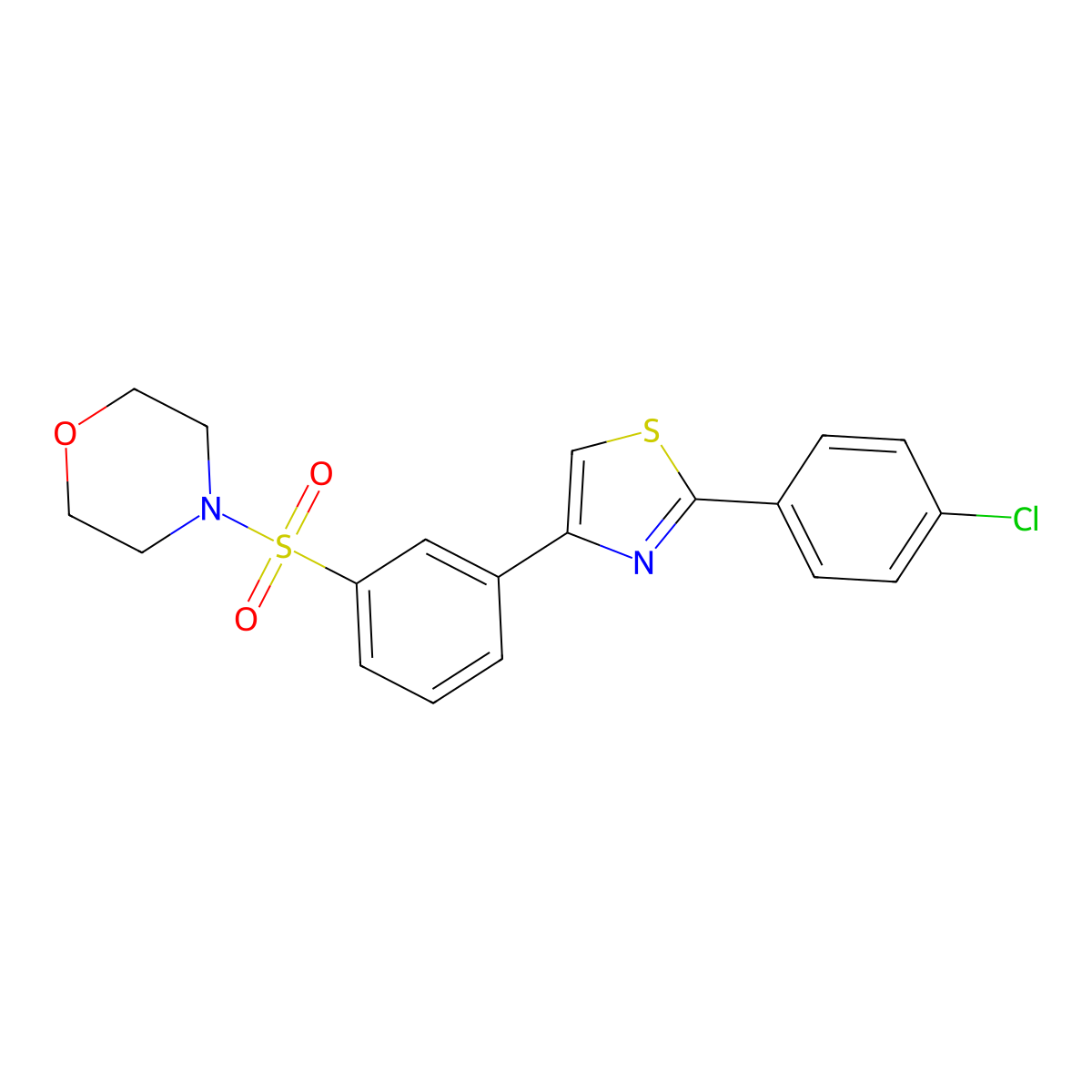 4-({3-[2-(4-Chlorophenyl)-1,3-thiazol-4-yl]phenyl}sulfonyl)morpholine molecular structure, CAS 578002-11-6