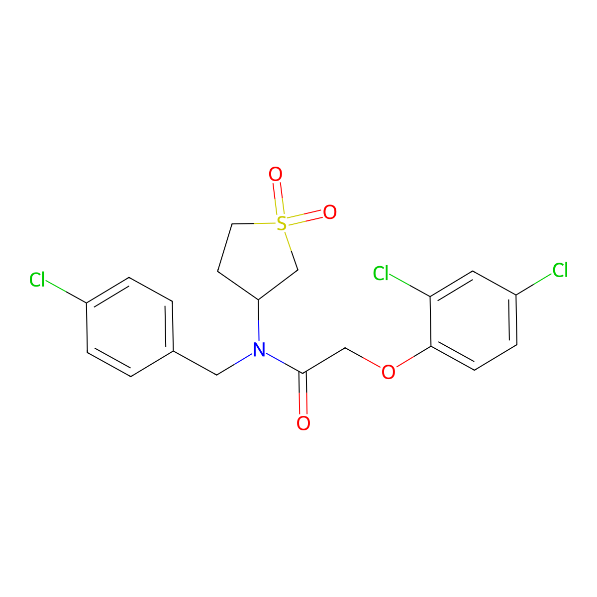 N-(4-chlorobenzyl)-2-(2,4-dichlorophenoxy)-N-(1,1-dioxidotetrahydrothiophen-3-yl)acetamide molecular structure, CAS 578002-15-0