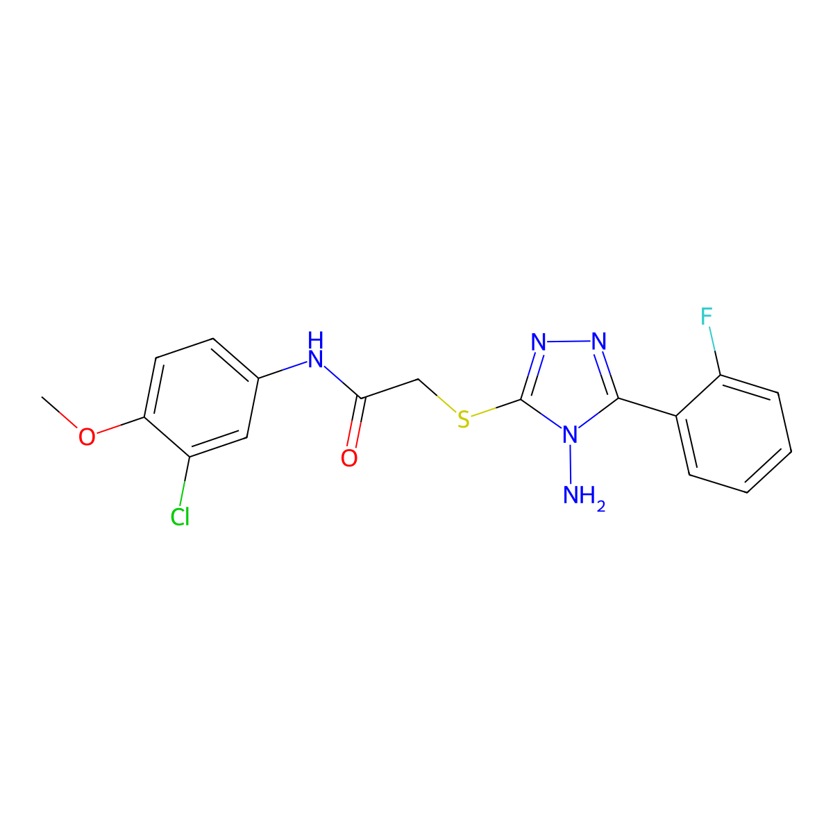 2-{[4-amino-5-(2-fluorophenyl)-4H-1,2,4-triazol-3-yl]sulfanyl}-N-(3-chloro-4-methoxyphenyl)acetamide molecular structure, CAS 578002-20-7