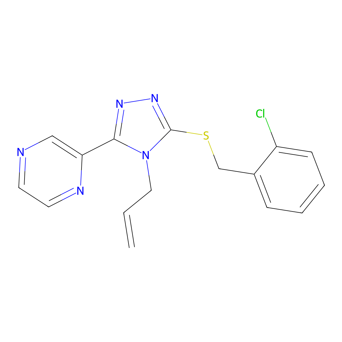 3-[(2-Chlorophenyl)methylthio]-4-prop-2-enyl-5-pyrazin-2-yl-1,2,4-triazole molecular structure, CAS 578002-47-8