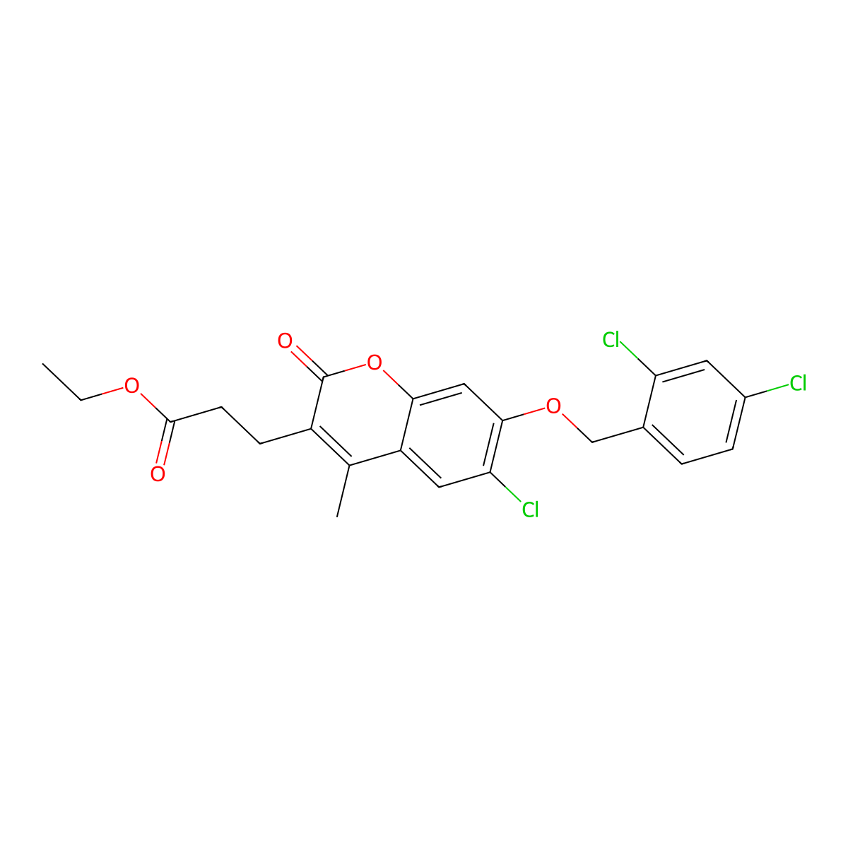 ethyl 3-{6-chloro-7-[(2,4-dichlorobenzyl)oxy]-4-methyl-2-oxo-2H-chromen-3-yl}propanoate molecular structure, CAS 578002-50-3