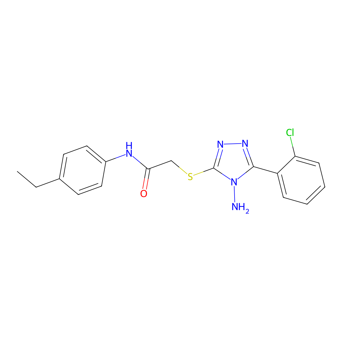 2-((4-amino-5-(2-chlorophenyl)-4H-1,2,4-triazol-3-yl)thio)-N-(4-ethylphenyl)acetamide molecular structure, CAS 578002-54-7
