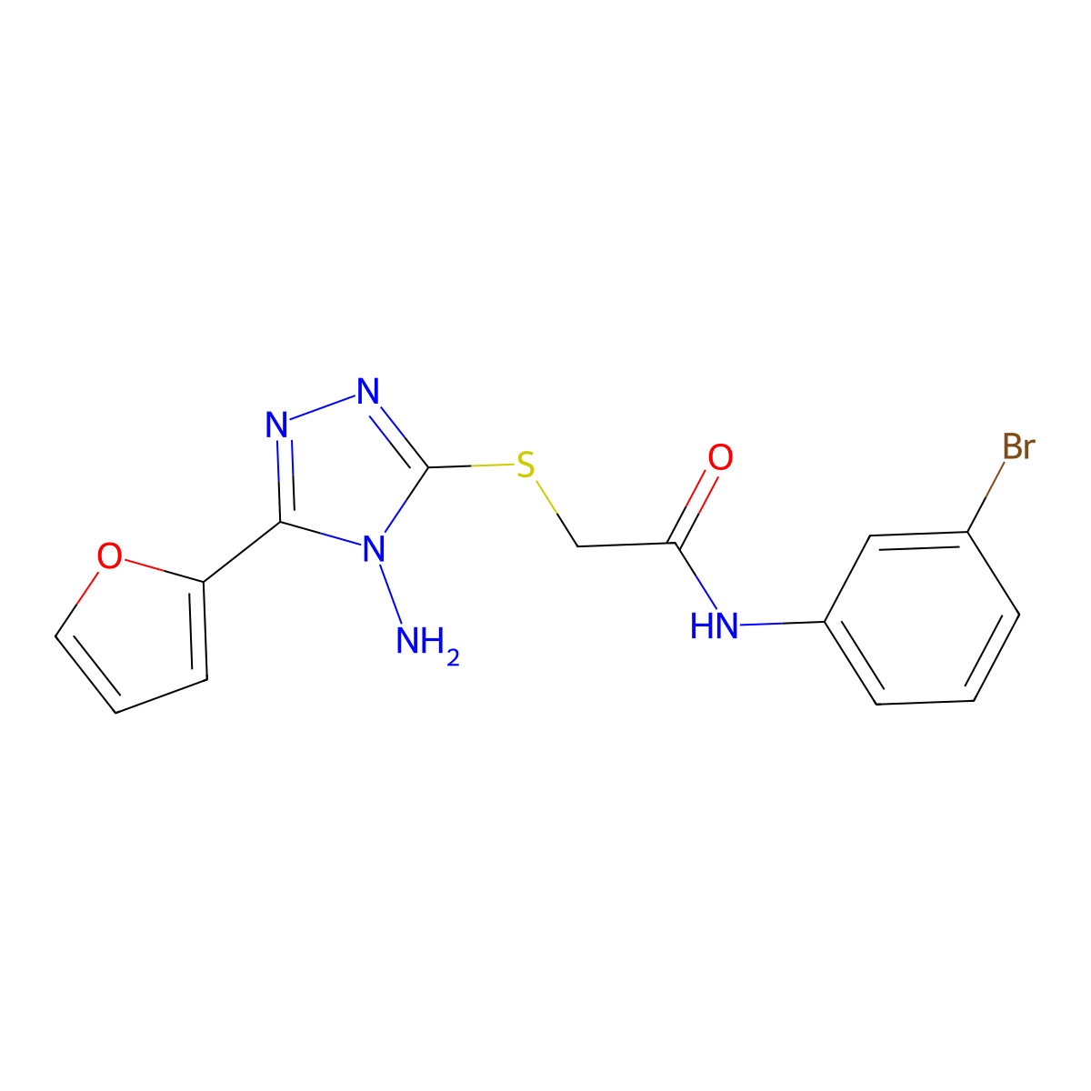 2-{[4-amino-5-(furan-2-yl)-4H-1,2,4-triazol-3-yl]sulfanyl}-N-(3-bromophenyl)acetamide molecular structure, CAS 578002-55-8