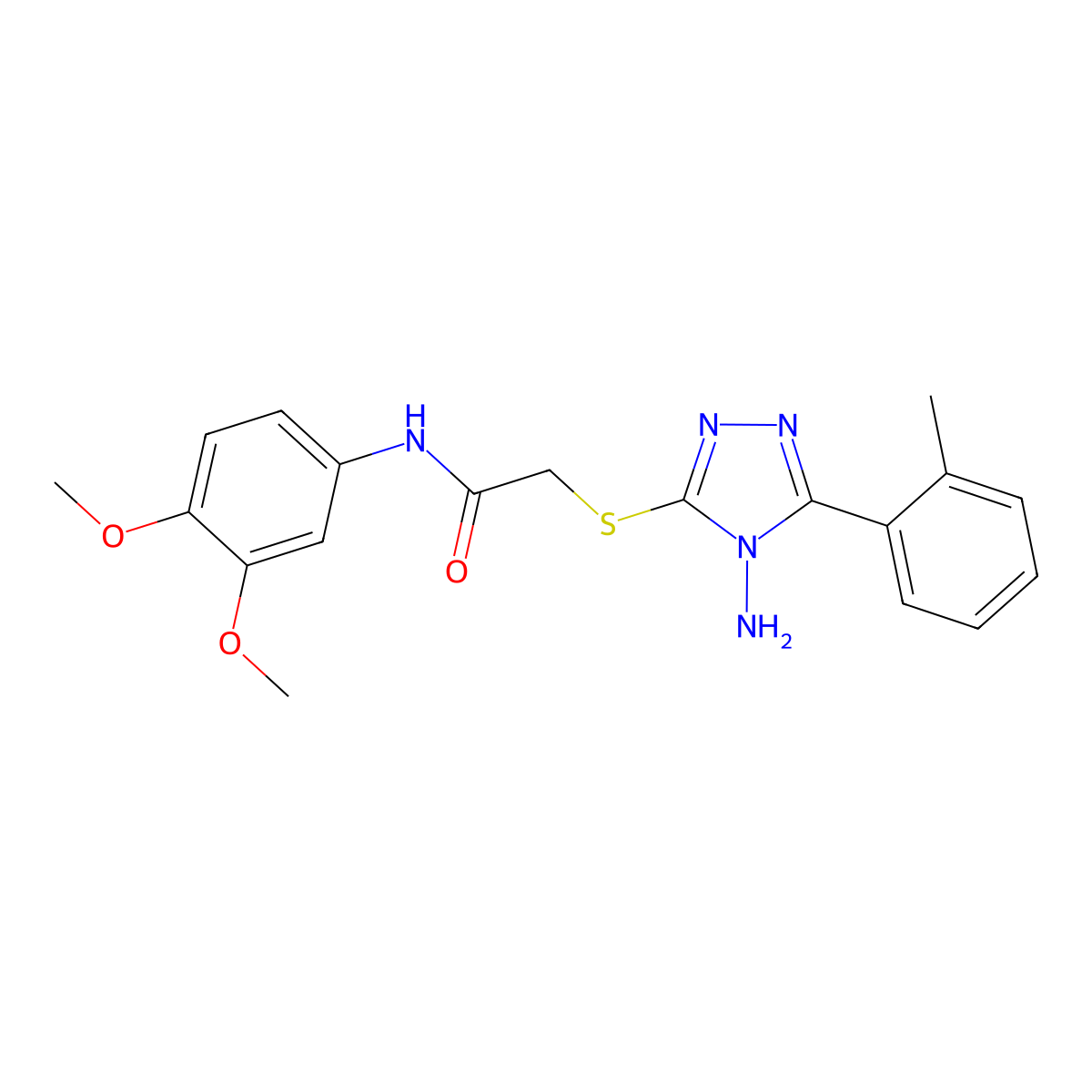 2-[4-amino-5-(2-methylphenyl)(1,2,4-triazol-3-ylthio)]-N-(3,4-dimethoxyphenyl) acetamide molecular structure, CAS 578002-61-6