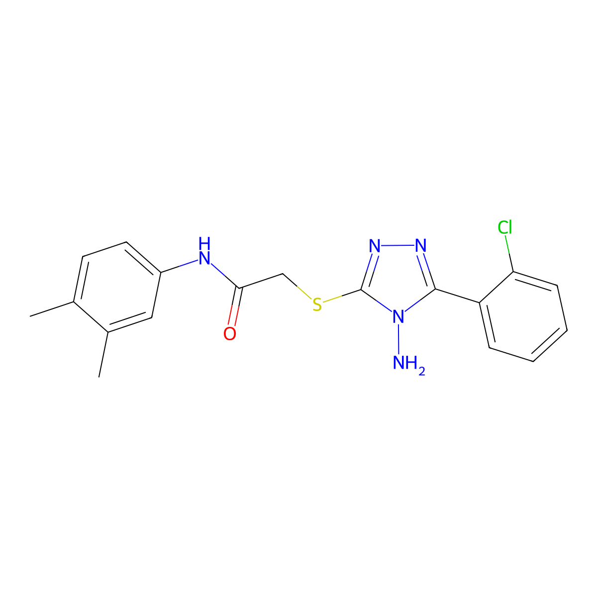2-((4-amino-5-(2-chlorophenyl)-4H-1,2,4-triazol-3-yl)thio)-N-(3,4-dimethylphenyl)acetamide molecular structure, CAS 578002-80-9