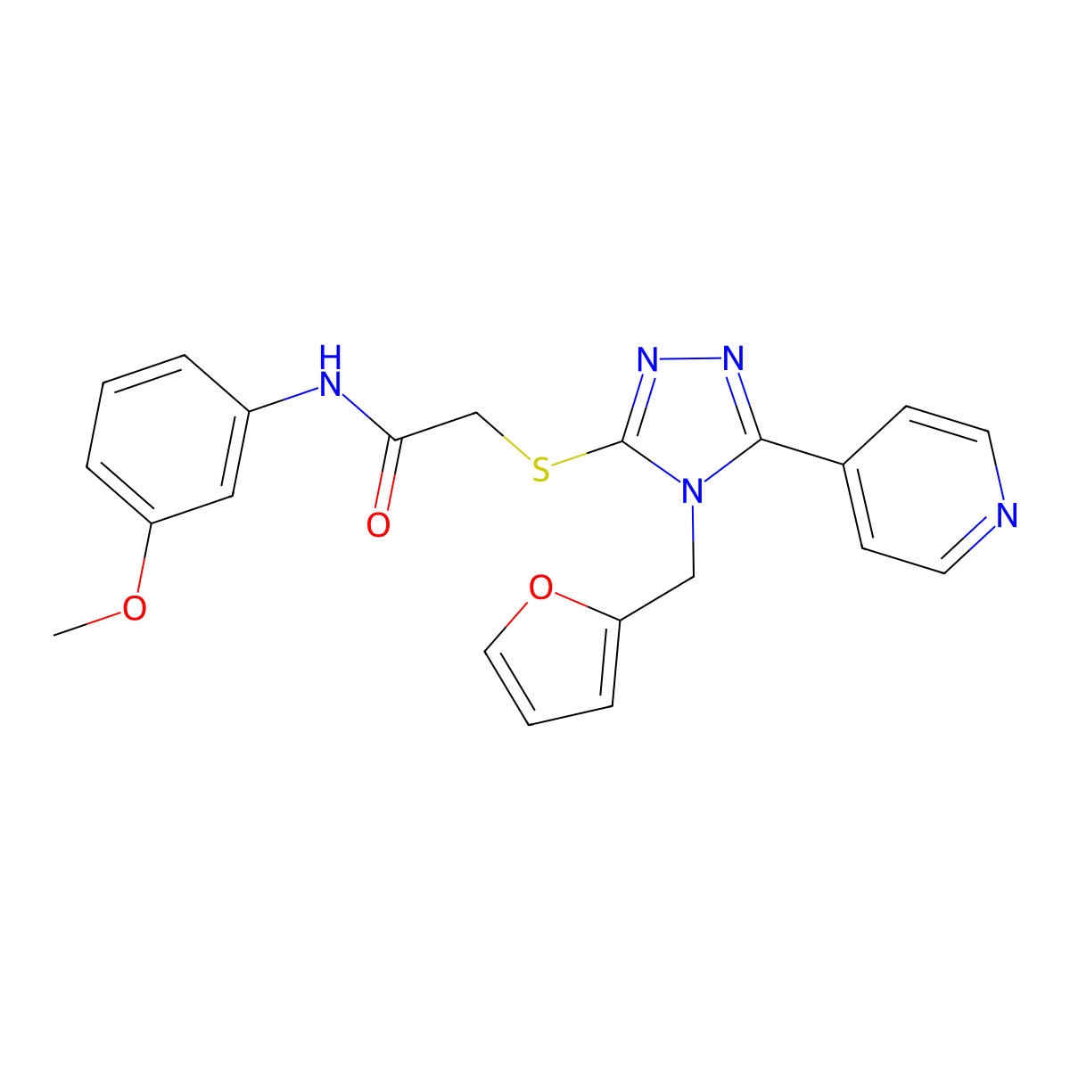 2-{[4-(furan-2-ylmethyl)-5-(pyridin-4-yl)-4H-1,2,4-triazol-3-yl]sulfanyl}-N-(3-methoxyphenyl)acetamide molecular structure, CAS 578003-12-0