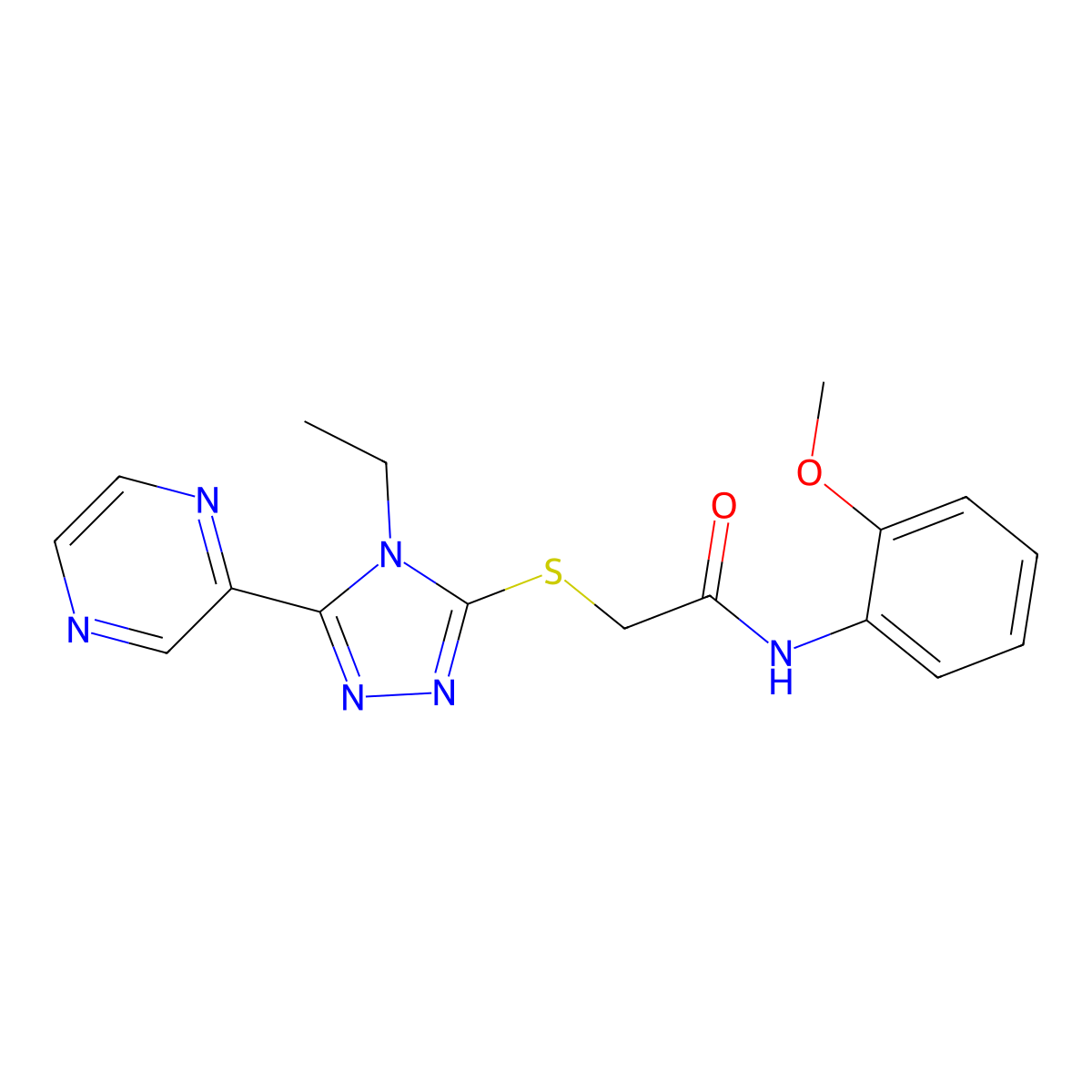 2-((4-Ethyl-5-(2-pyrazinyl)-4H-1,2,4-triazol-3-YL)sulfanyl)-N-(2-methoxyphenyl)acetamide molecular structure, CAS 578003-17-5
