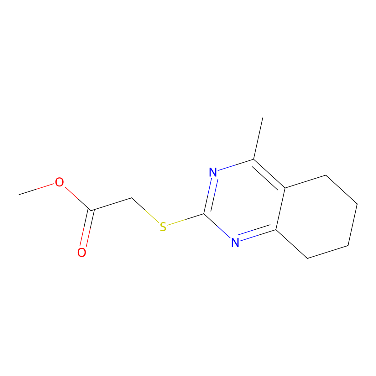 Methyl [(4-methyl-5,6,7,8-tetrahydroquinazolin-2-yl)sulfanyl]acetate molecular structure, CAS 578003-19-7