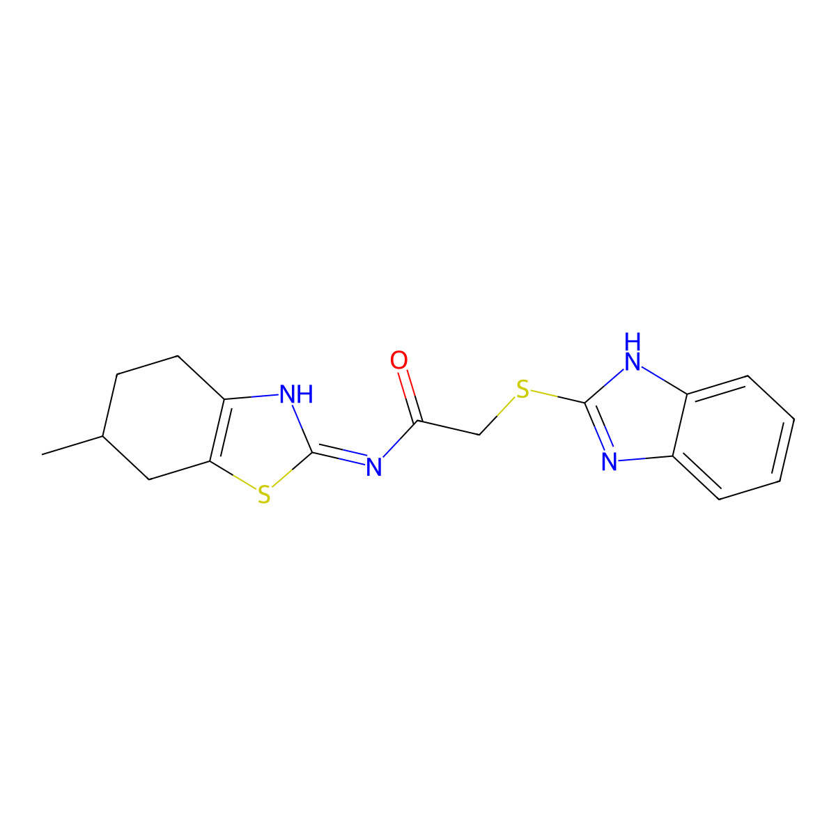 2-(1H-benzimidazol-2-ylsulfanyl)-N-(6-methyl-4,5,6,7-tetrahydro-1,3-benzothiazol-2-yl)acetamide molecular structure, CAS 578003-32-4