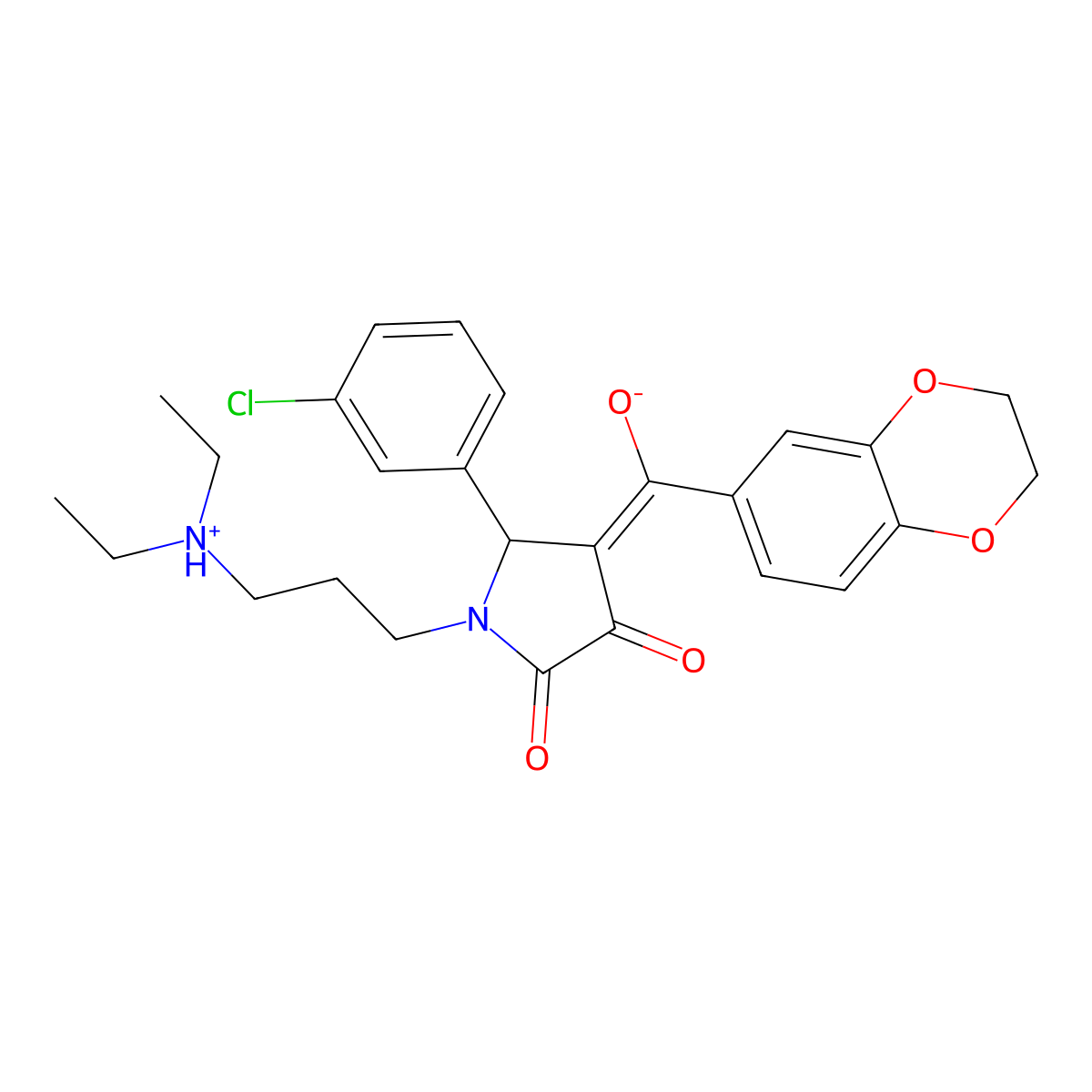 5-(3-chlorophenyl)-1-[3-(diethylamino)propyl]-4-(2,3-dihydro-1,4-benzodioxine-6-carbonyl)-3-hydroxy-2,5-dihydro-1H-pyrrol-2-one molecular structure, CAS 578003-44-8