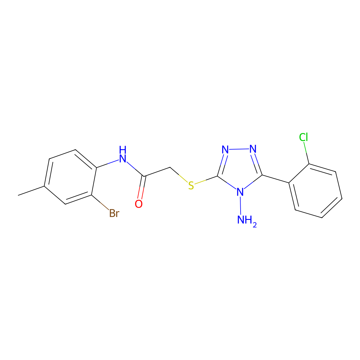 2-{[4-amino-5-(2-chlorophenyl)-4H-1,2,4-triazol-3-yl]sulfanyl}-N-(2-bromo-4-methylphenyl)acetamide molecular structure, CAS 578003-57-3