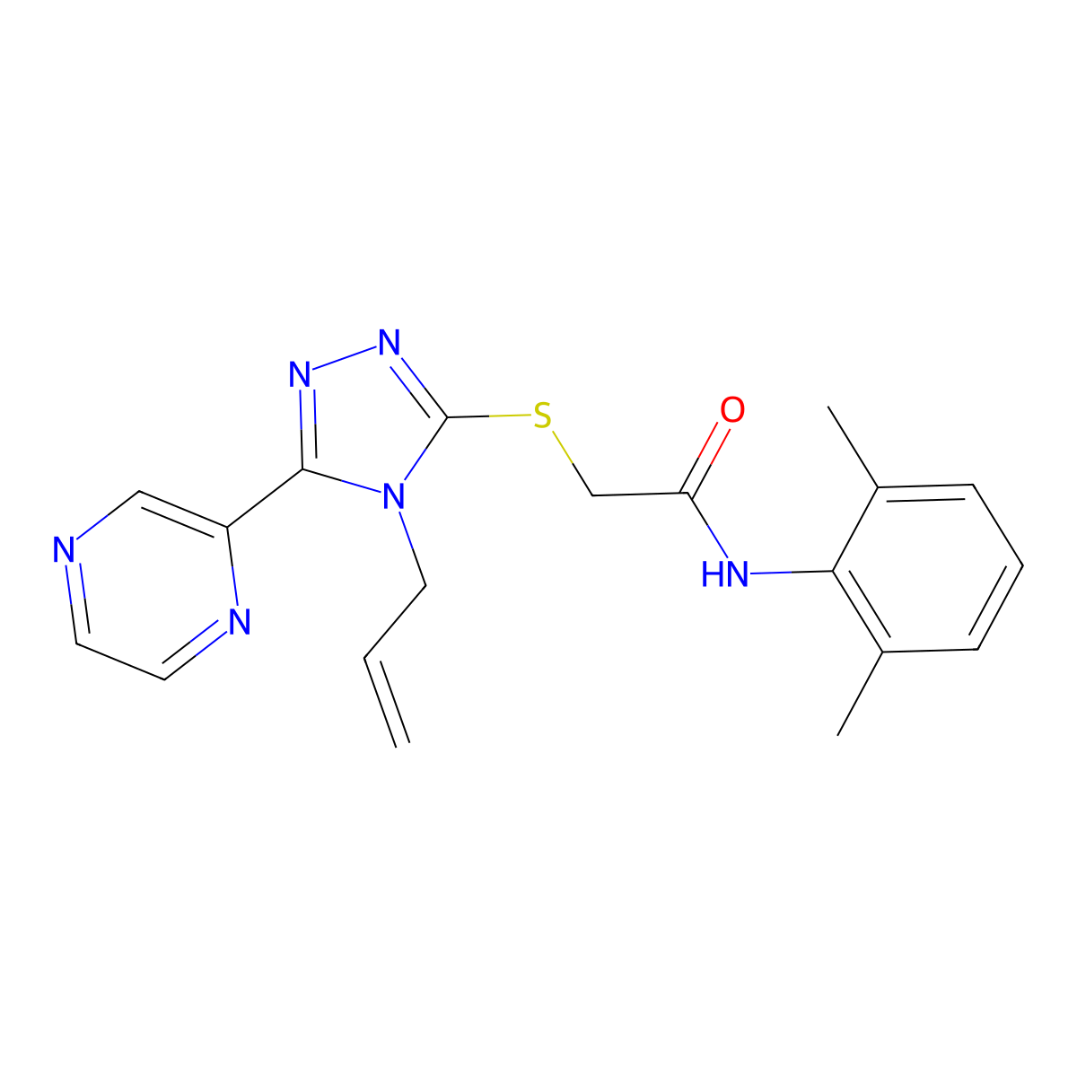 N-(2,6-dimethylphenyl)-2-{[4-(prop-2-en-1-yl)-5-(pyrazin-2-yl)-4H-1,2,4-triazol-3-yl]sulfanyl}acetamide molecular structure, CAS 578003-85-7