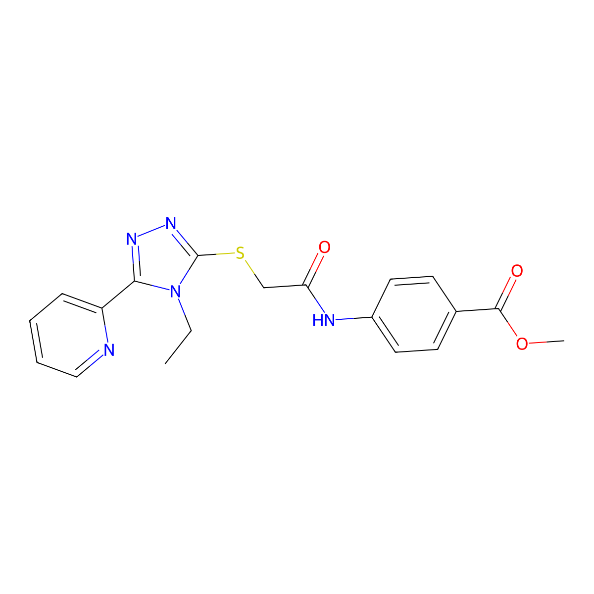 ME 4-((((4-ET-5-(2-Pyridinyl)-4H-1,2,4-triazol-3-YL)thio)acetyl)amino)benzoate molecular structure, CAS 578003-94-8