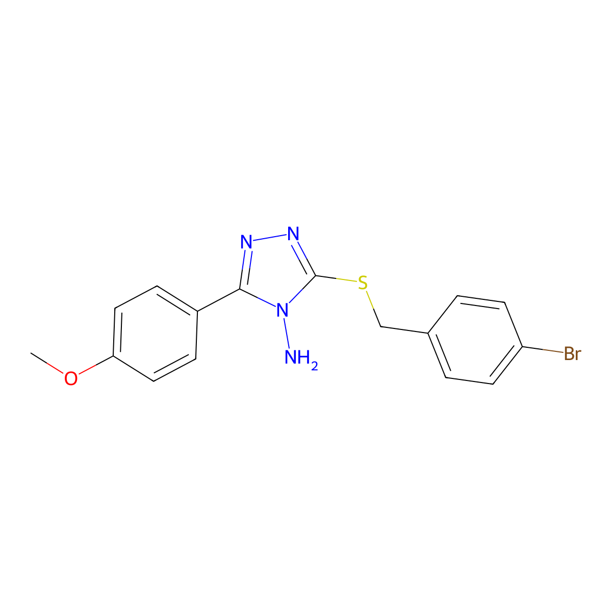 3-[(4-Bromophenyl)methylthio]-5-(4-methoxyphenyl)-1,2,4-triazole-4-ylamine molecular structure, CAS 578004-16-7