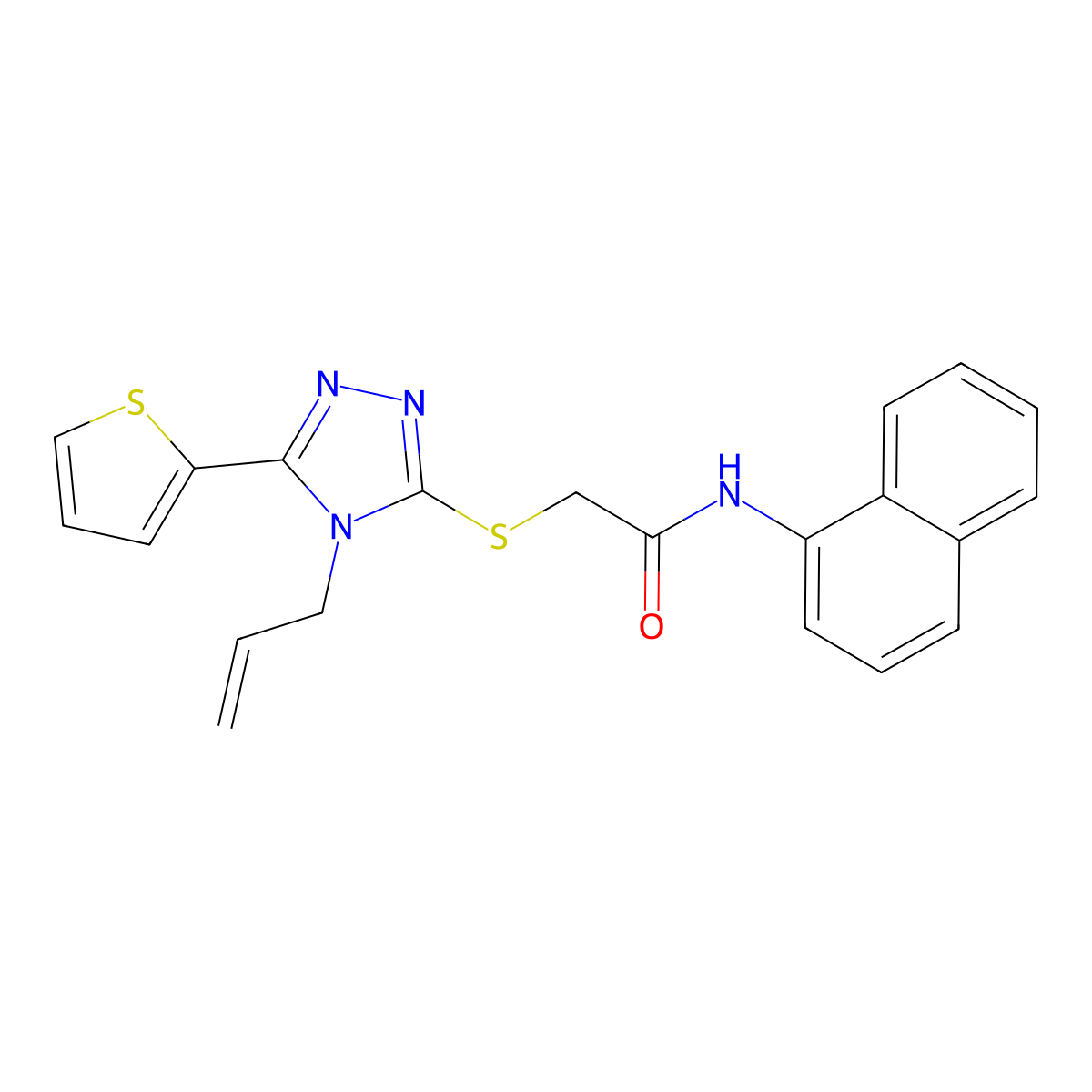 2-((4-Allyl-5-(2-thienyl)-4H-1,2,4-triazol-3-YL)thio)-N-(1-naphthyl)acetamide molecular structure, CAS 578004-41-8