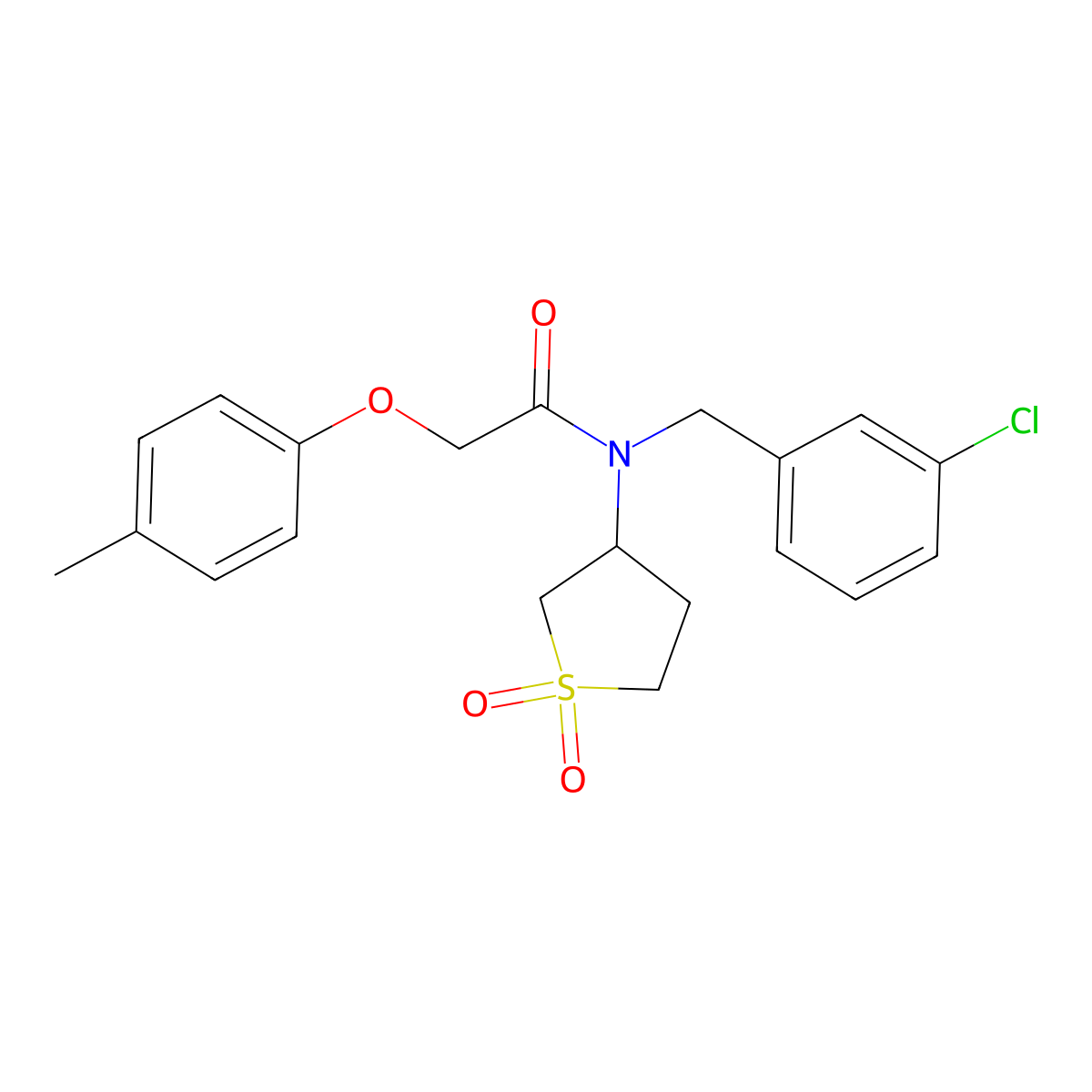 N-(3-chlorobenzyl)-N-(1,1-dioxidotetrahydrothiophen-3-yl)-2-(4-methylphenoxy)acetamide molecular structure, CAS 578004-48-5