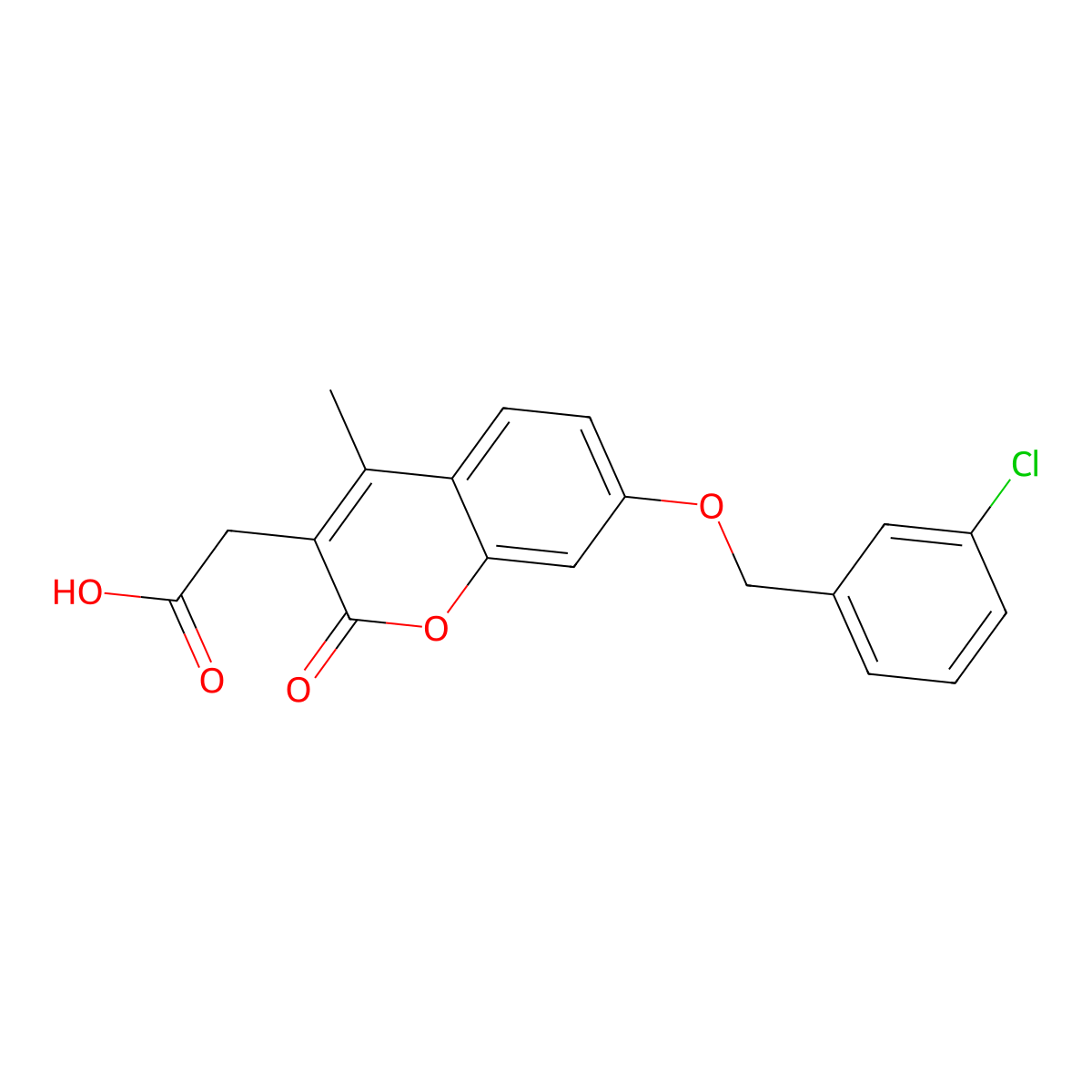 {7-[(3-chlorobenzyl)oxy]-4-methyl-2-oxo-2H-chromen-3-yl}acetic acid molecular structure, CAS 578004-52-1