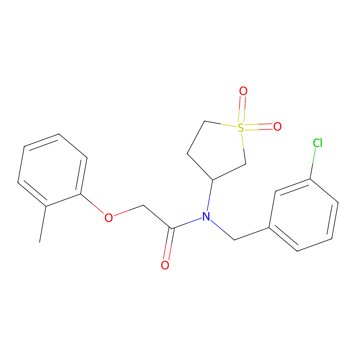 N-(3-chlorobenzyl)-N-(1,1-dioxidotetrahydrothiophen-3-yl)-2-(2-methylphenoxy)acetamide molecular structure, CAS 578004-60-1
