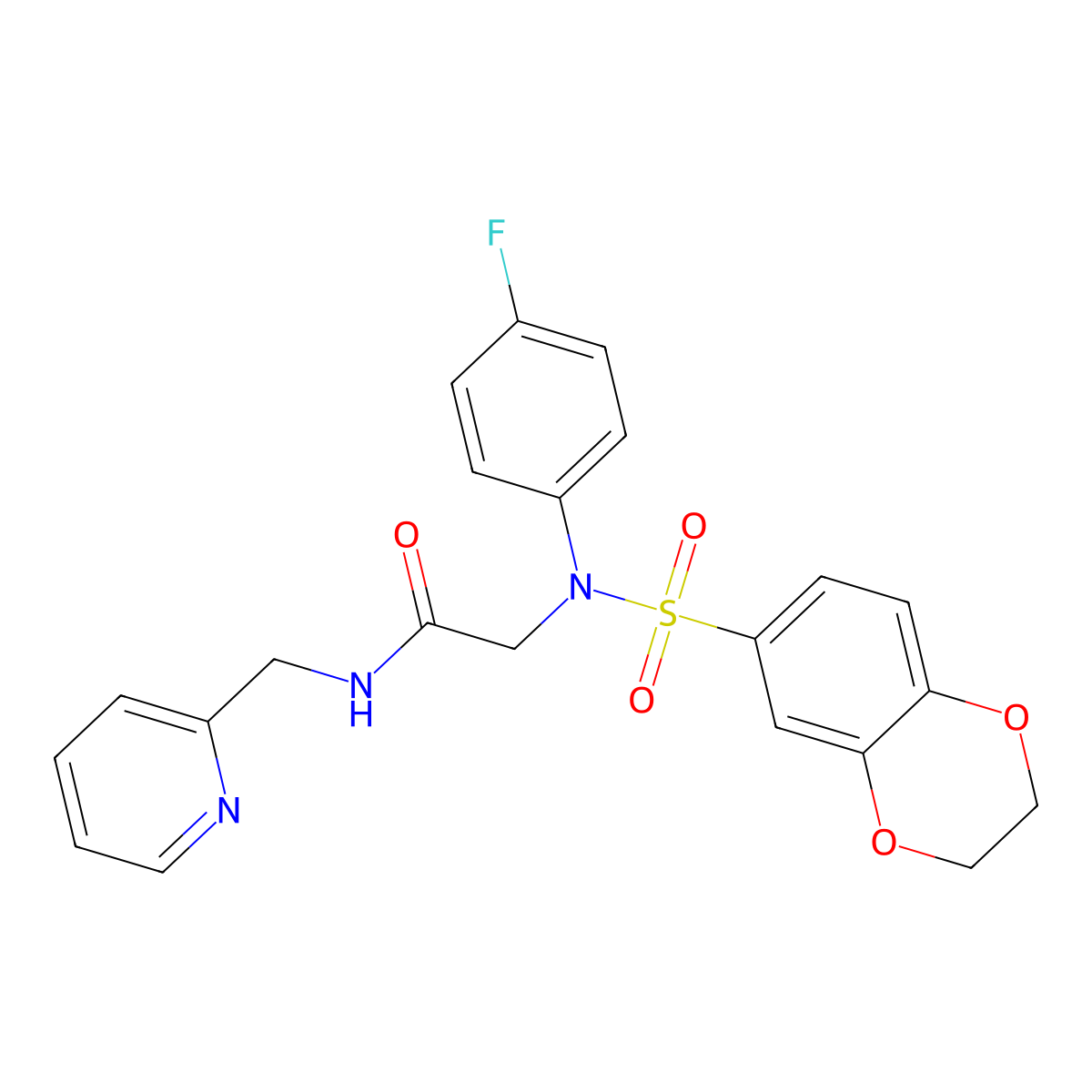 2-[N-(2,3-dihydro-1,4-benzodioxin-6-ylsulfonyl)-4-fluoroanilino]-N-(pyridin-2-ylmethyl)acetamide molecular structure, CAS 578004-75-8