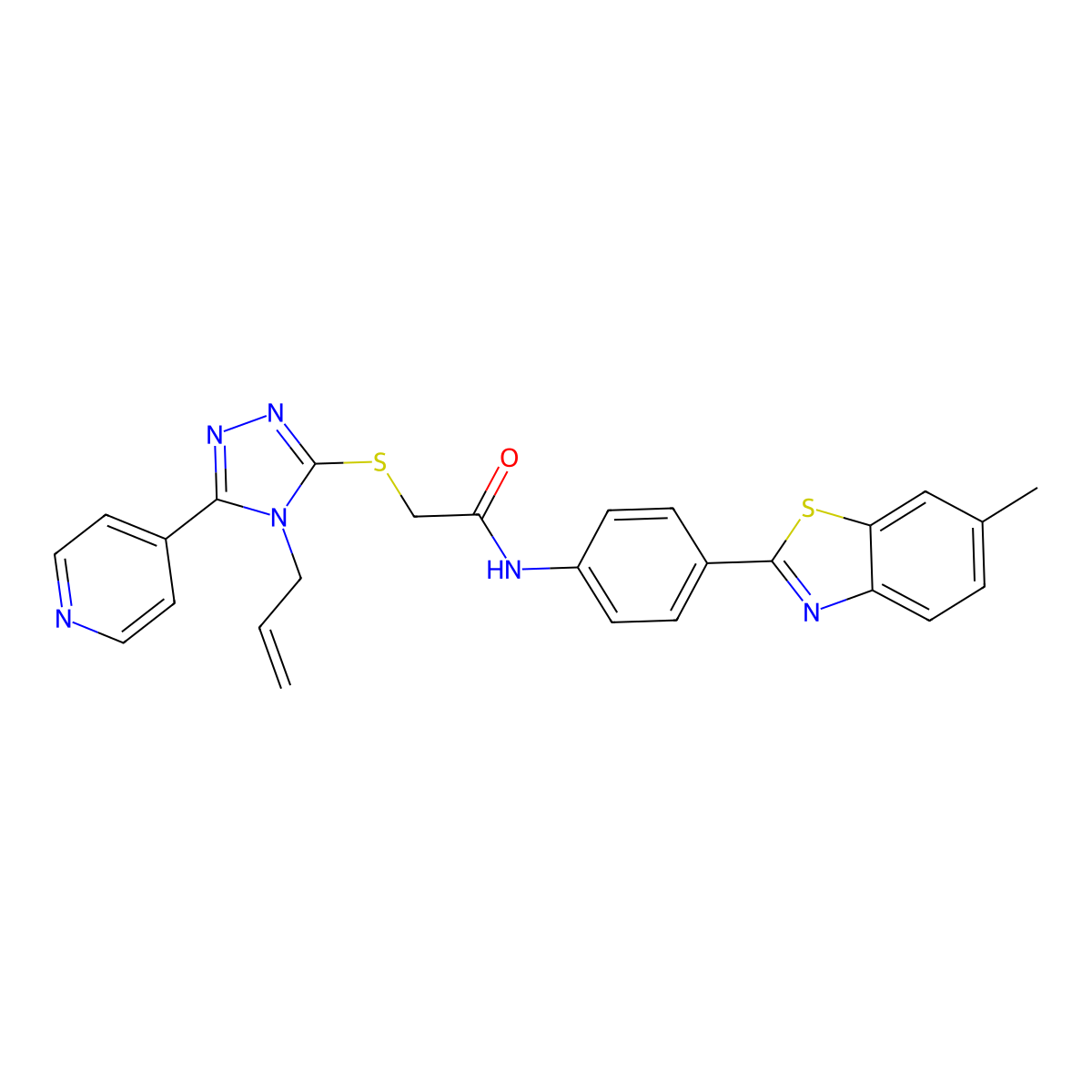 2-{[4-allyl-5-(4-pyridinyl)-4H-1,2,4-triazol-3-yl]sulfanyl}-N-[4-(6-methyl-1,3-benzothiazol-2-yl)phenyl]acetamide molecular structure, CAS 578004-82-7
