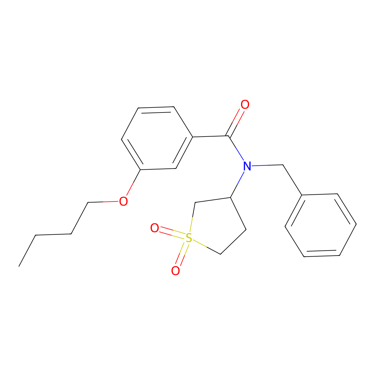 N-benzyl-3-butoxy-N-(1,1-dioxidotetrahydrothiophen-3-yl)benzamide molecular structure, CAS 578004-99-6