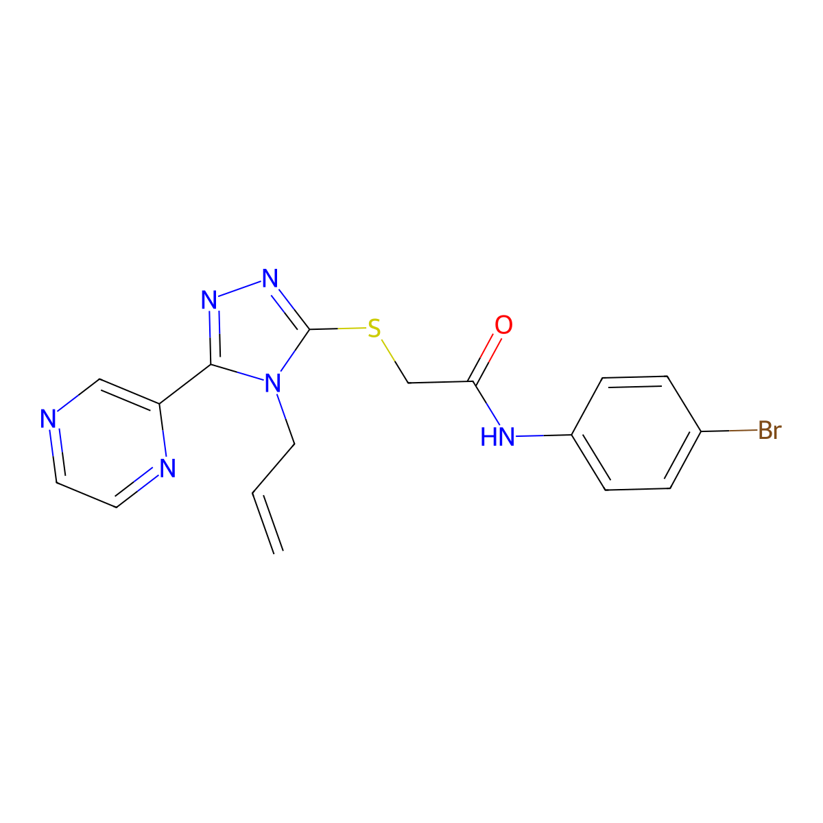 N-(4-bromophenyl)-2-{[4-(prop-2-en-1-yl)-5-(pyrazin-2-yl)-4H-1,2,4-triazol-3-yl]sulfanyl}acetamide molecular structure, CAS 578005-00-2
