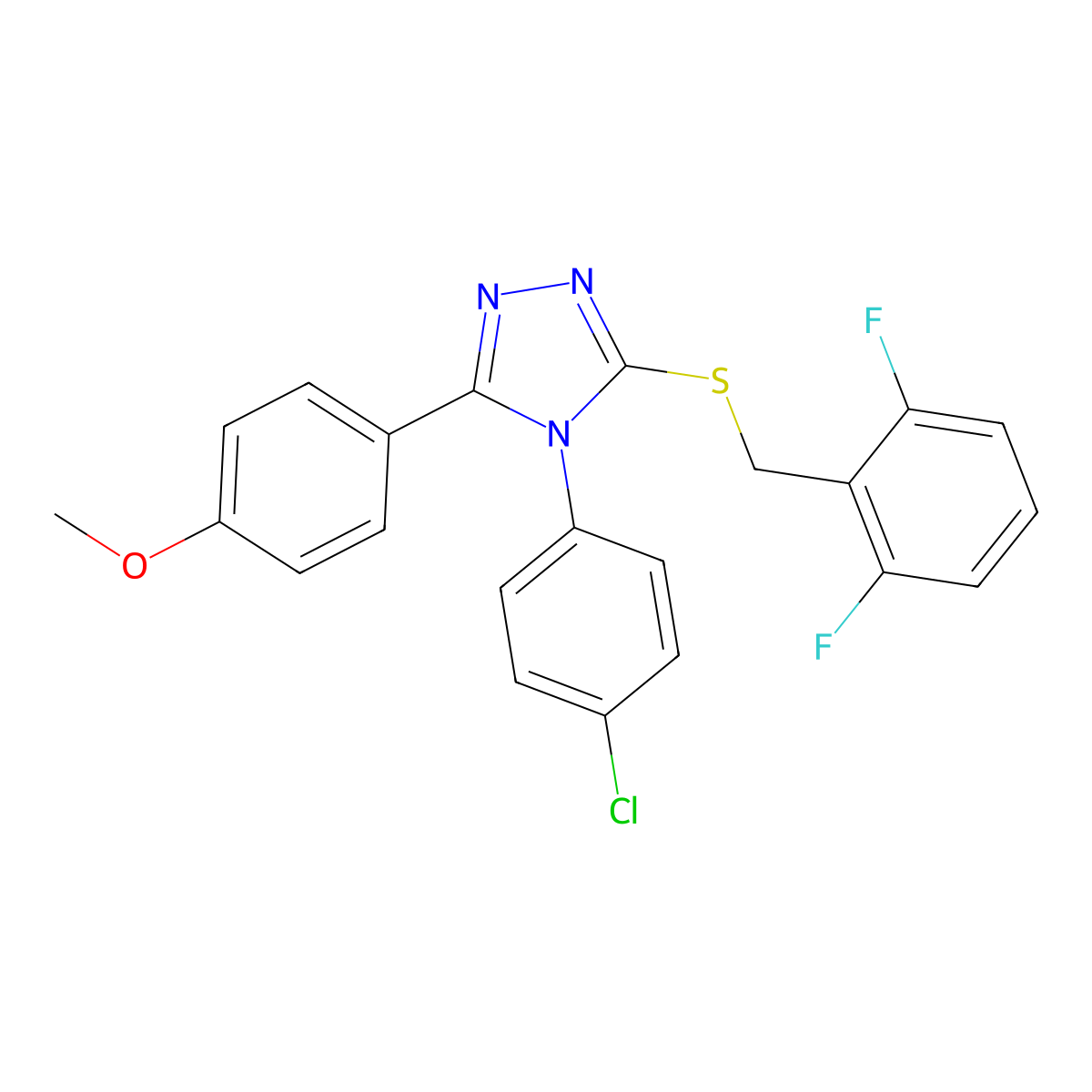 4-(4-CL-PH)-3-((2,6-Difluorobenzyl)thio)-5-(4-methoxyphenyl)-4H-1,2,4-triazole molecular structure, CAS 578005-10-4
