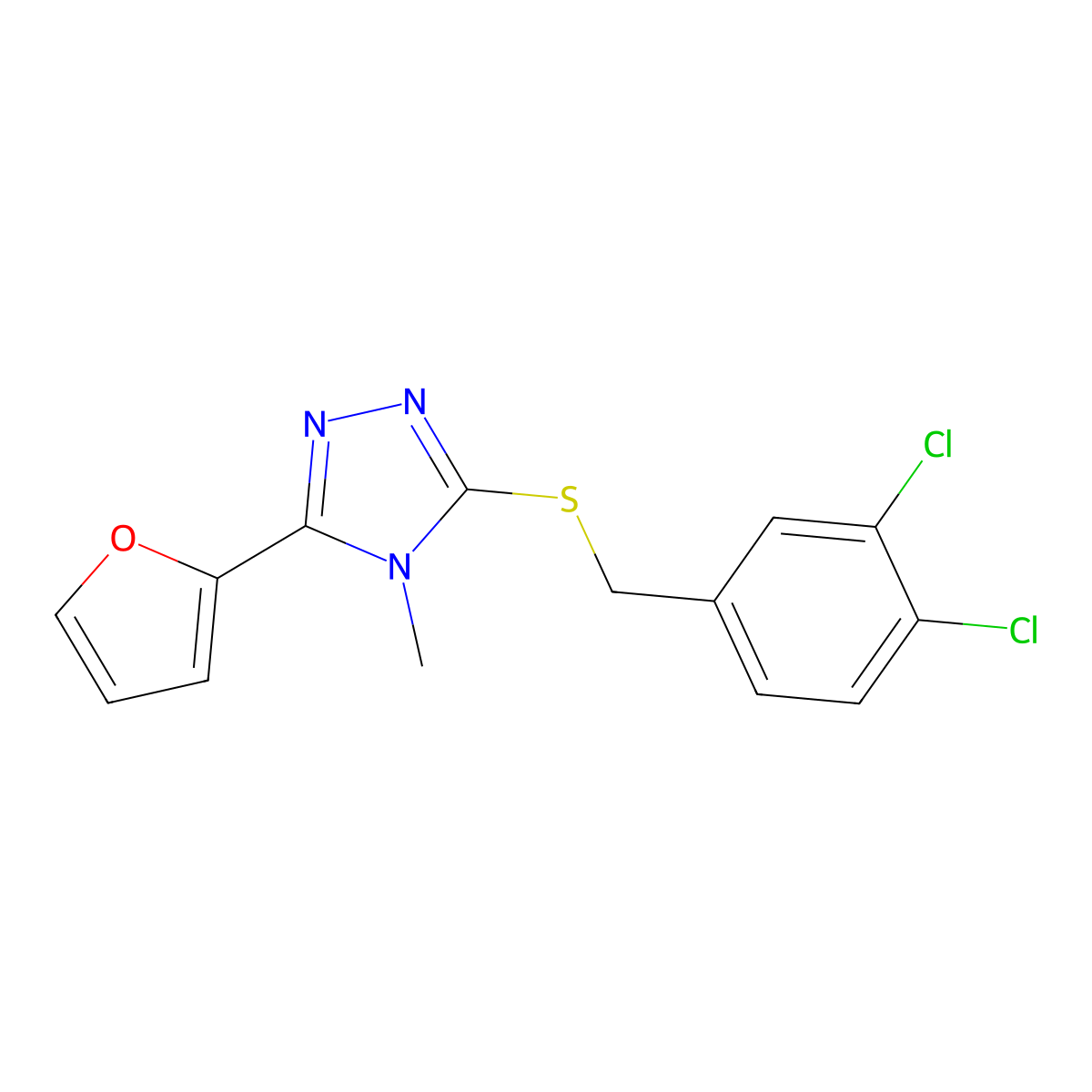 3-[(3,4-Dichlorophenyl)methylthio]-5-(2-furyl)-4-methyl-1,2,4-triazole molecular structure, CAS 578005-13-7