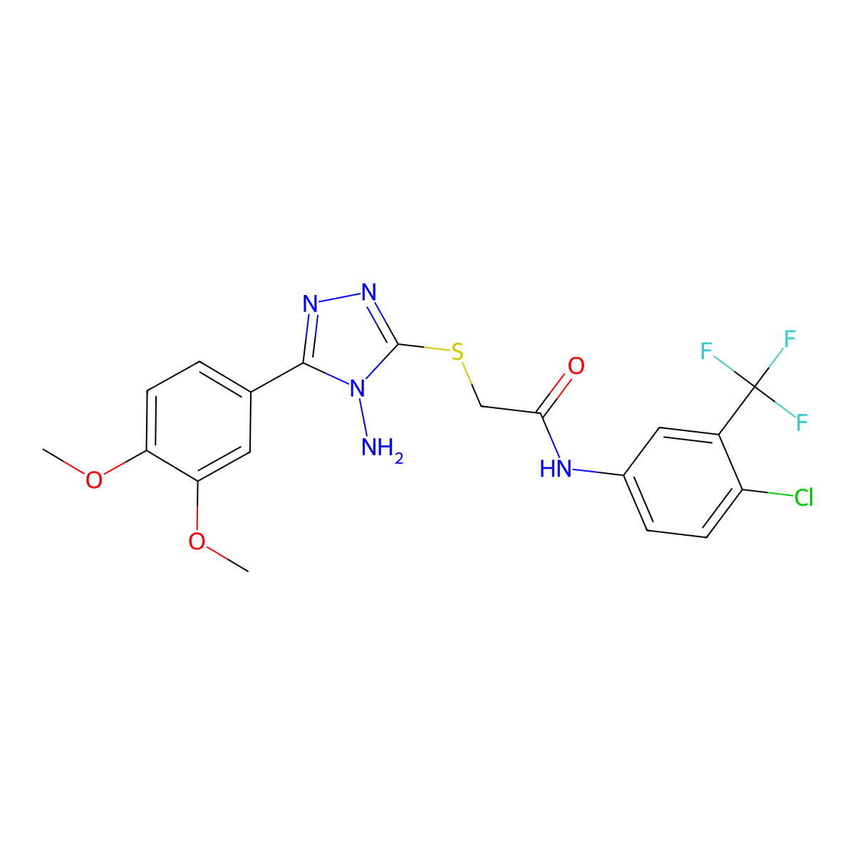 2-{[4-amino-5-(3,4-dimethoxyphenyl)-4H-1,2,4-triazol-3-yl]sulfanyl}-N-[4-chloro-3-(trifluoromethyl)phenyl]acetamide molecular structure, CAS 578005-30-8
