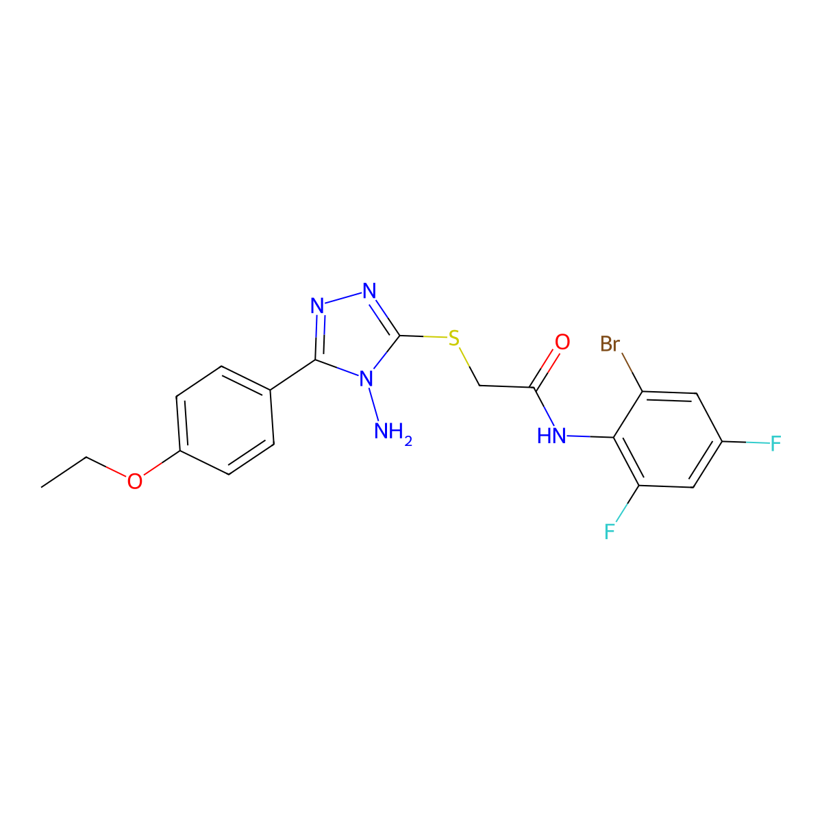 2-{[4-amino-5-(4-ethoxyphenyl)-4H-1,2,4-triazol-3-yl]sulfanyl}-N-(2-bromo-4,6-difluorophenyl)acetamide molecular structure, CAS 578005-34-2