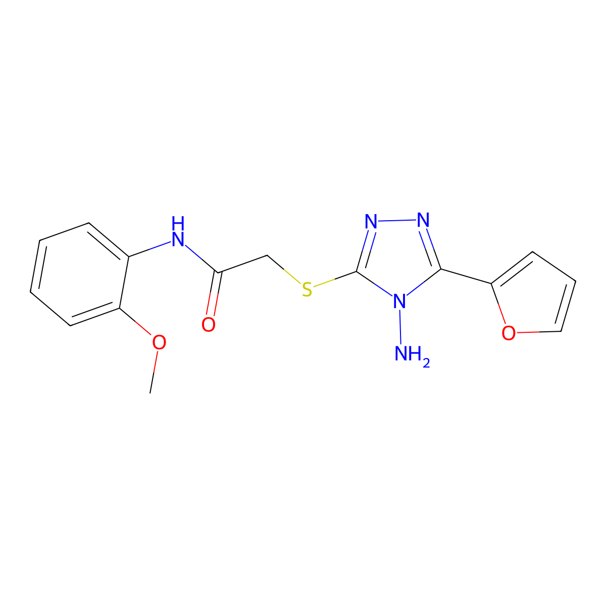 2-((4-amino-5-(furan-2-yl)-4H-1,2,4-triazol-3-yl)thio)-N-(2-methoxyphenyl)acetamide molecular structure, CAS 578005-37-5
