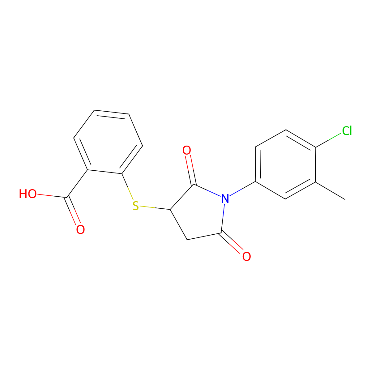 2-{[1-(4-Chloro-3-methylphenyl)-2,5-dioxopyrrolidin-3-yl]sulfanyl}benzoic acid molecular structure, CAS 578005-51-3