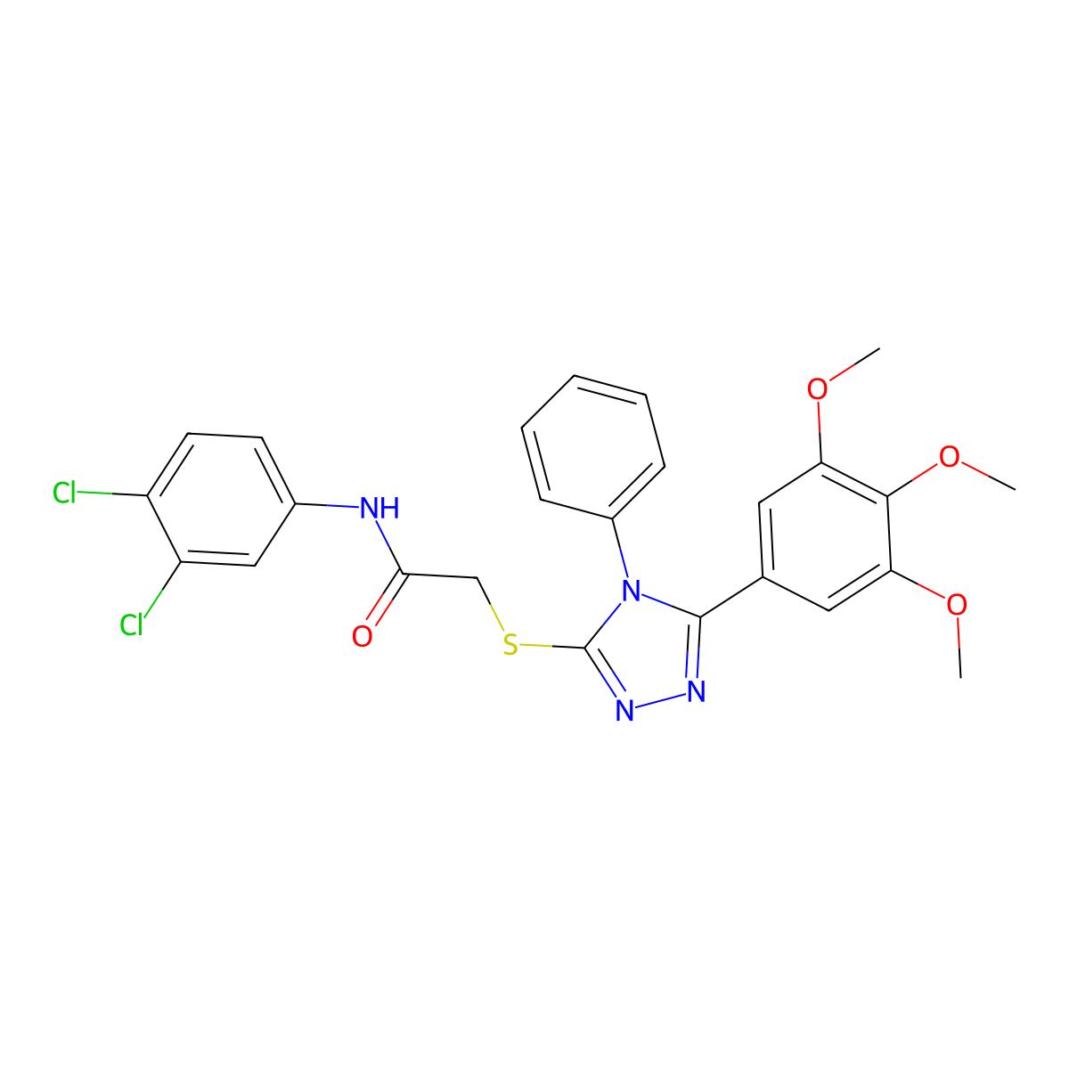 N-(3,4-dichlorophenyl)-2-{[4-phenyl-5-(3,4,5-trimethoxyphenyl)-4H-1,2,4-triazol-3-yl]sulfanyl}acetamide molecular structure, CAS 578005-61-5