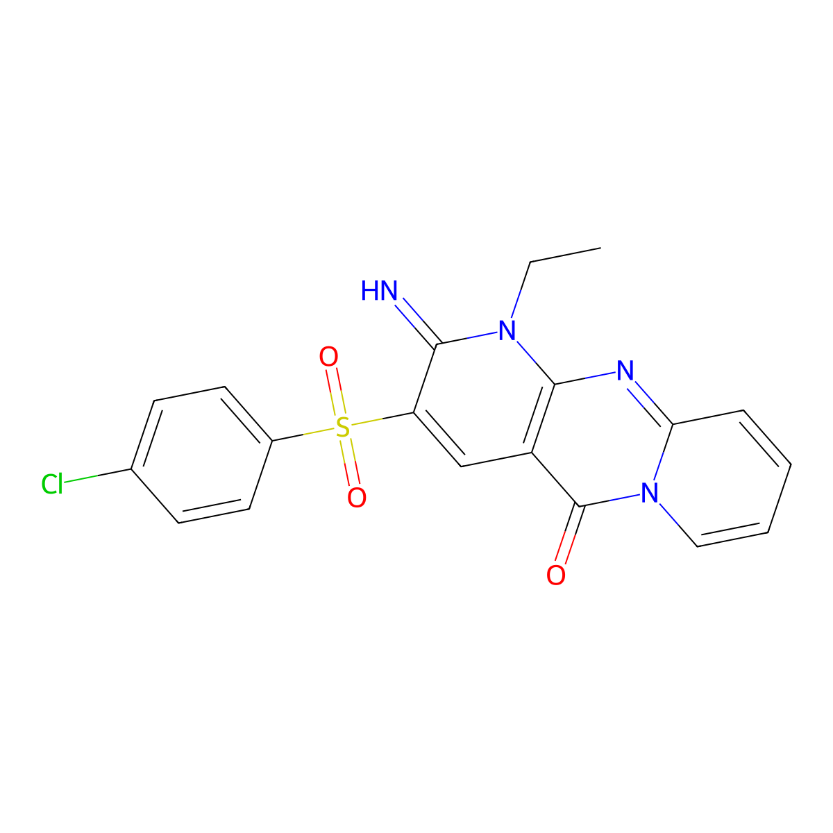 3-[(4-Chlorophenyl)sulfonyl]-1-ethyl-2-imino-1,2-dihydro-5H-dipyrido[1,2-A:2,3-D]pyrimidin-5-one molecular structure, CAS 578005-66-0